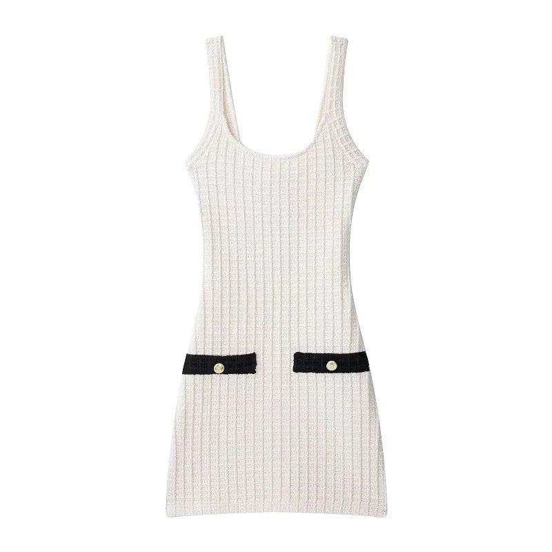 Square Neck Knitted Mini Dress