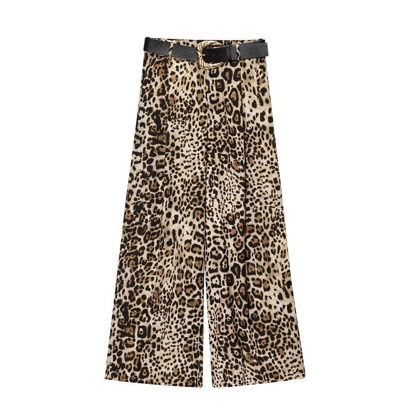 Lustrous High-Waist Wide Trousers