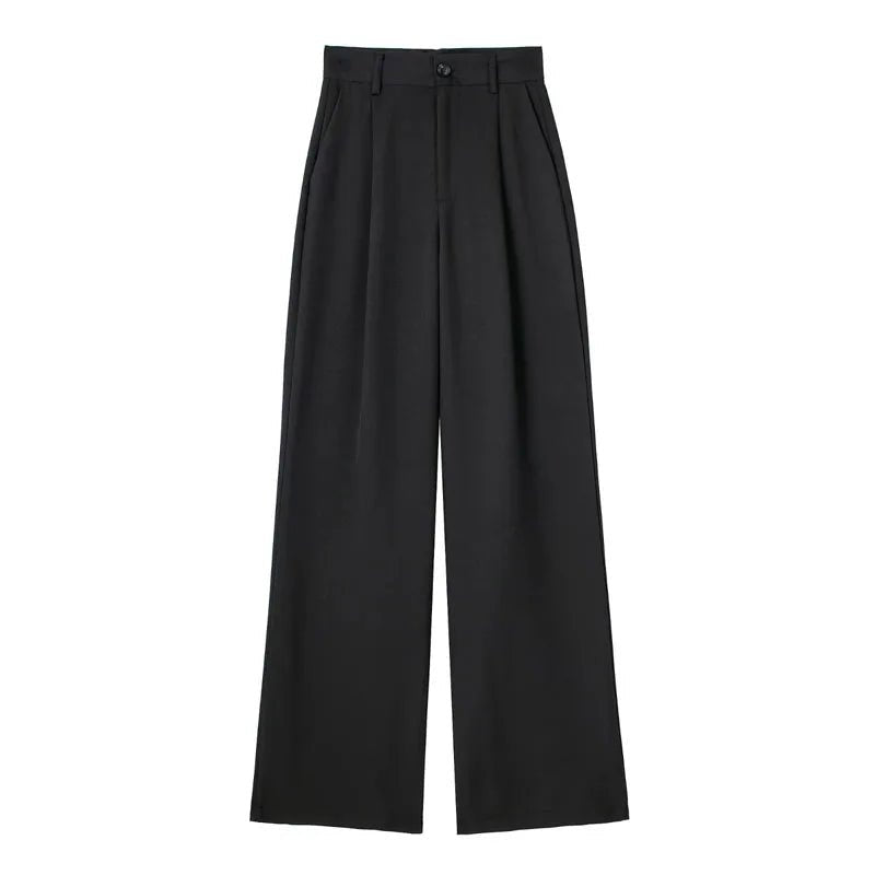 Pleated Floor-Length Trousers