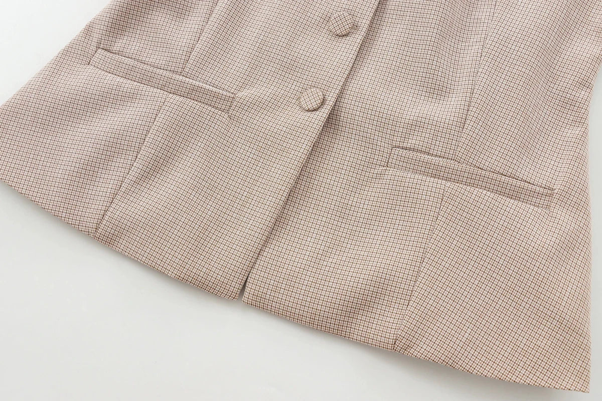 Tailored Plaid Peplum Vest