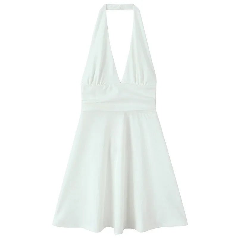 Sexy Plunging Halter Mini Dress