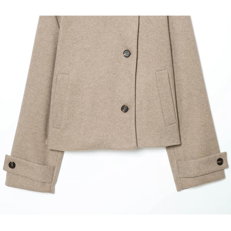 Double-Breasted High-Neck Coat