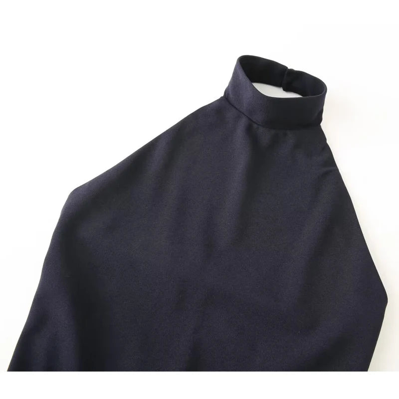 Sleek High-Neck Halter Maxi Dress