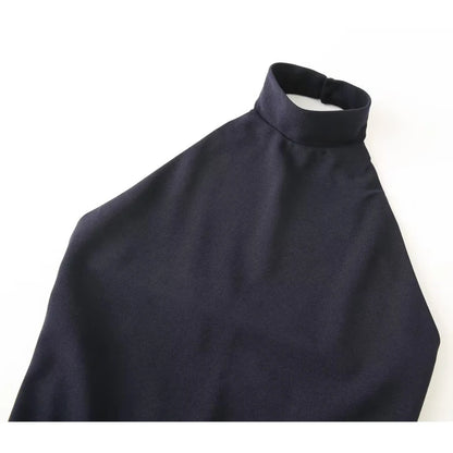 Sleek High-Neck Halter Maxi Dress