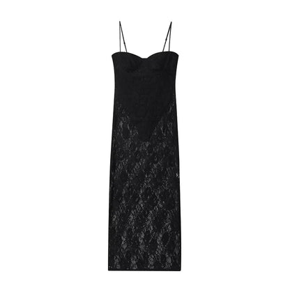 Lace Panel Satin Camisole Dress