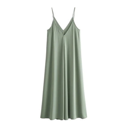 Elegant V-Neck Maxi Slip Dress