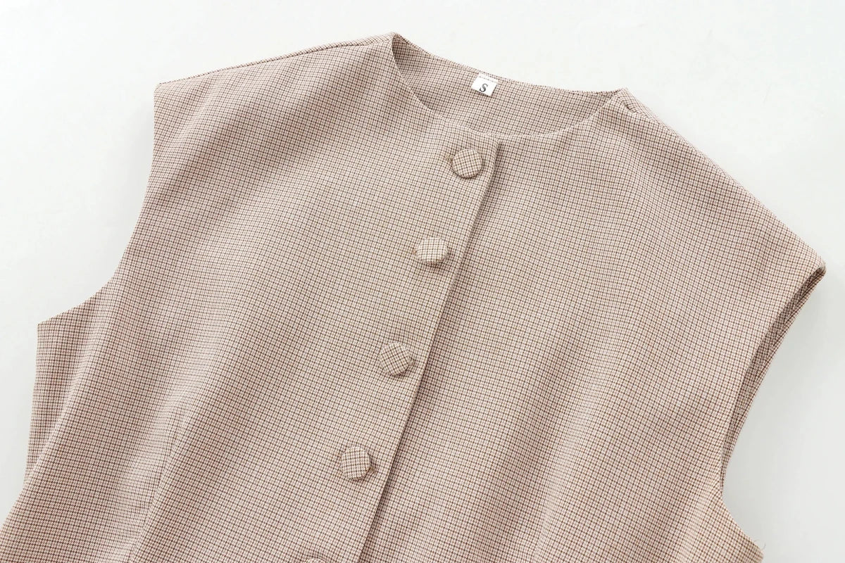 Tailored Plaid Peplum Vest