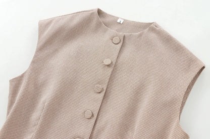 Tailored Plaid Peplum Vest