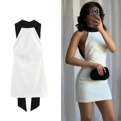 Vintage Halter Backless Mini Dress