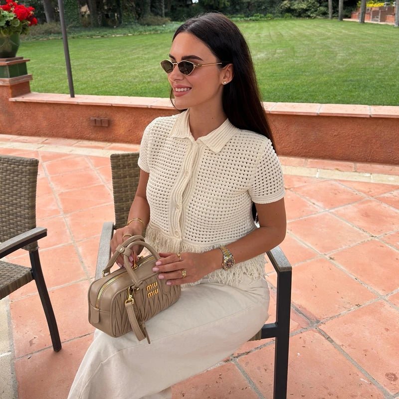 Pointelle Knit Tassel Jacket