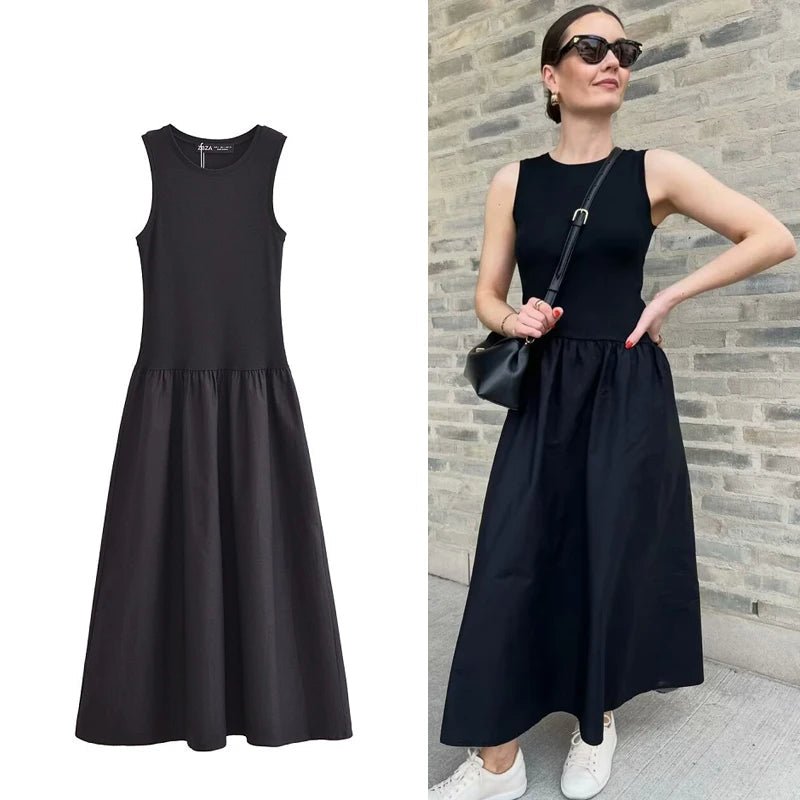 Vintage Pleated Knit Maxi Dress