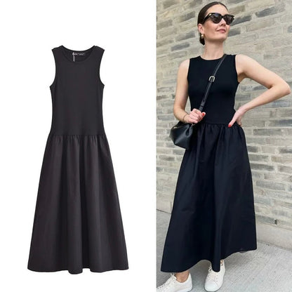 Vintage Pleated Knit Maxi Dress