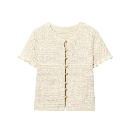 Textured Knit Button-Up Cardigan
