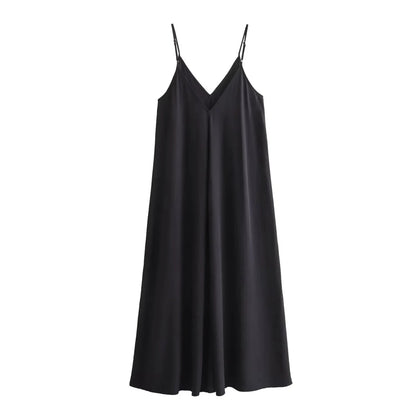 Elegant V-Neck Maxi Slip Dress