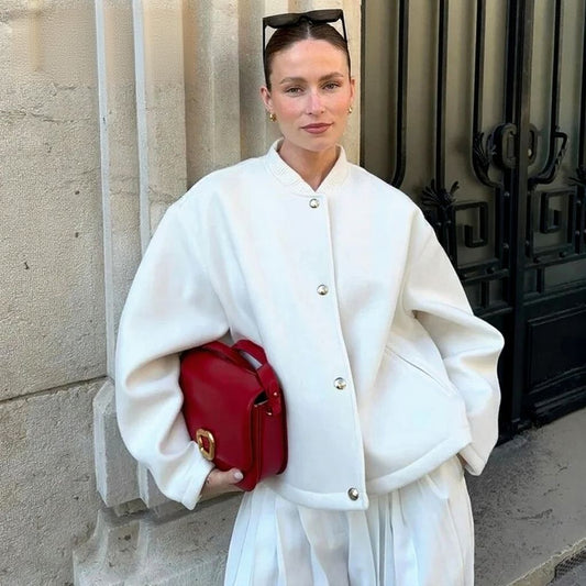 Architectural Rib-Trim Bomber Jacket