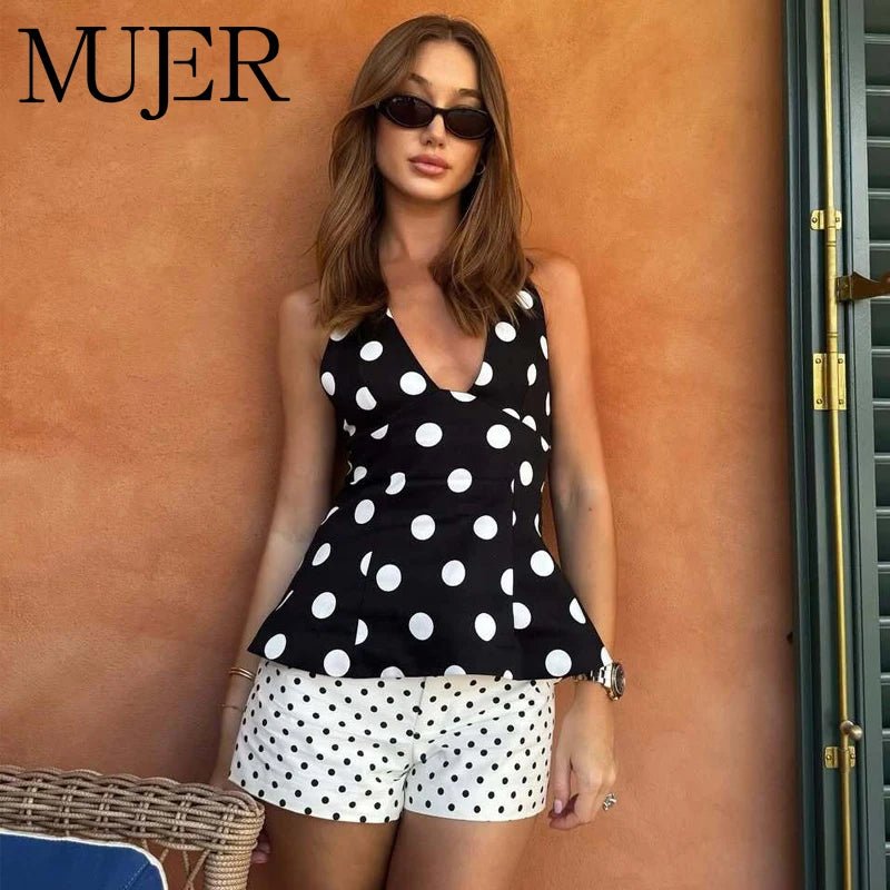 Retro Polka Dot Halter Tank