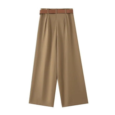 Lustrous High-Waist Wide Trousers