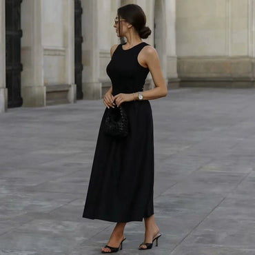 Vintage Pleated Knit Maxi Dress