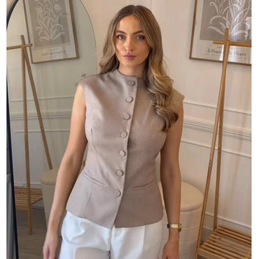 Tailored Plaid Peplum Vest