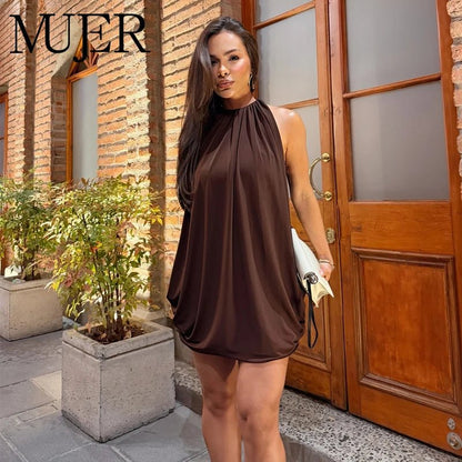 Draped Halter Mini Dress