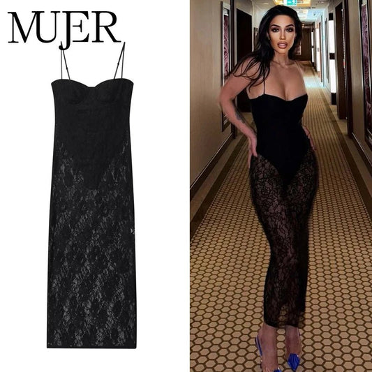 Lace Panel Satin Camisole Dress