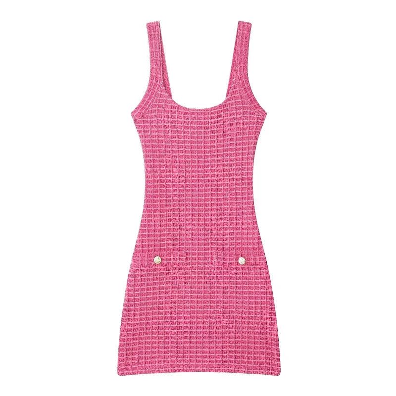 Square Neck Knitted Mini Dress