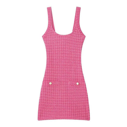 Square Neck Knitted Mini Dress
