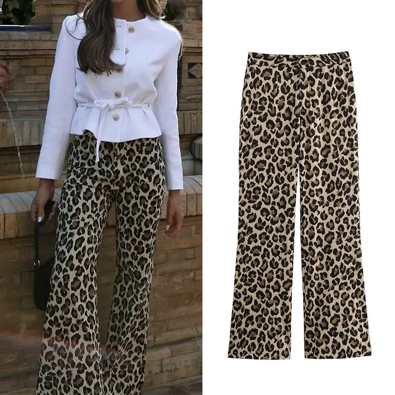 Architectural Leopard Wide Trousers