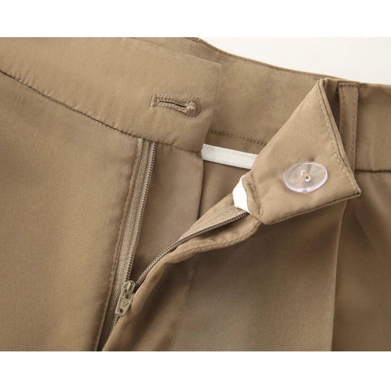 Lustrous High-Waist Wide Trousers