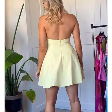 Chic Halter Neck Flared Mini Dress