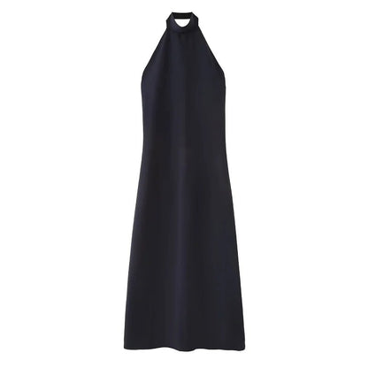 Sleek High-Neck Halter Maxi Dress