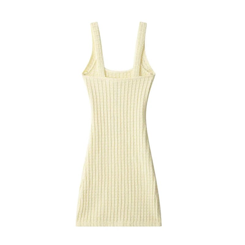 Square Neck Knitted Mini Dress