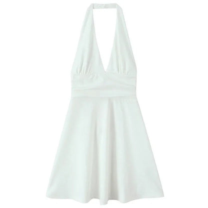 Sexy Plunging Halter Mini Dress