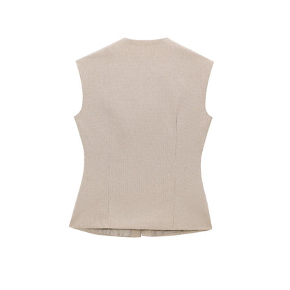 Tailored Plaid Peplum Vest