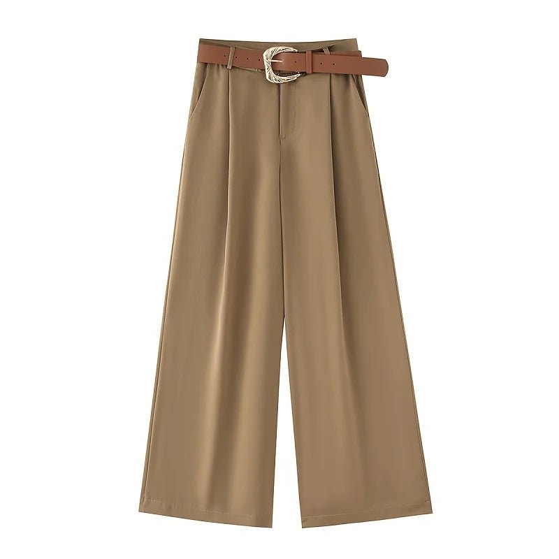 Lustrous High-Waist Wide Trousers