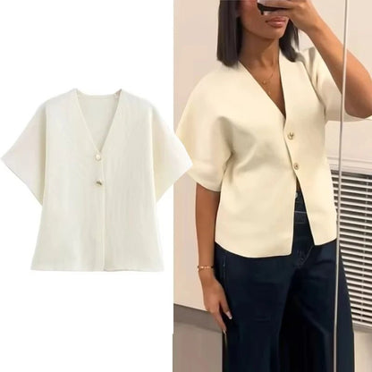 Elegant V-Neck Knitted Cardigan