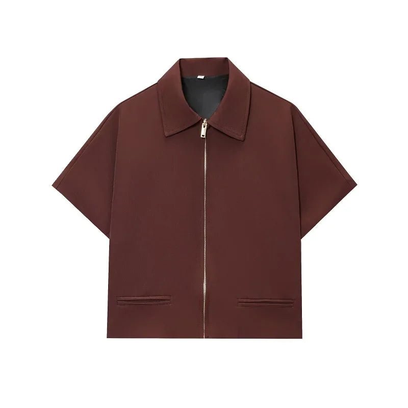 Structured Zip-Front Short Sleeve Jacket