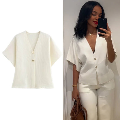 Elegant V-Neck Knitted Cardigan