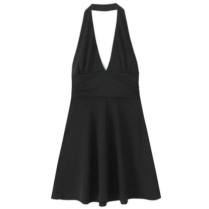 Sexy Plunging Halter Mini Dress
