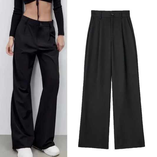 Pleated Floor-Length Trousers