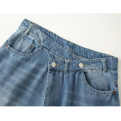 Asymmetric High-Waist Wide Jeans