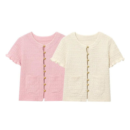 Textured Knit Button-Up Cardigan