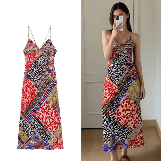 Artisanal Patchwork Midi Dress
